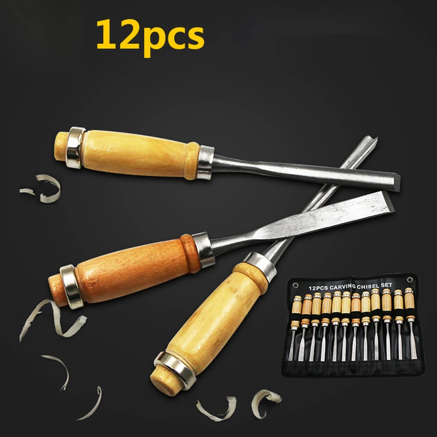 12 шт./компл. набор резцов для столярных работ лезвие из сплава деревянная ручка