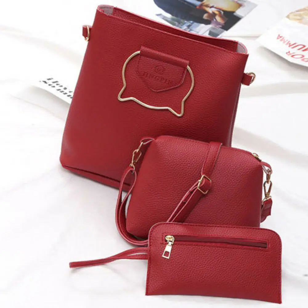 

Fashion Ladies Messenger Hobo Bag Satchel Women Handbag Tote Purse PU Leather Shoulder Bags 3Pcs