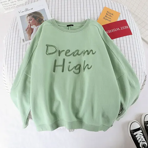 light green no hood Женский бархатный толстовки с длинным рукавом TIGENA, теплый свитшот с капюшоном в корейском стиле для женщин на осень-зиму - Цвет: light green no hood