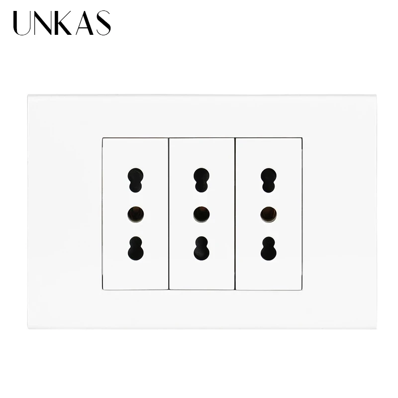 UNKAS стены Мощность разъем 3 Way в итальянском стиле/Чили электрическая розетка 118 мм