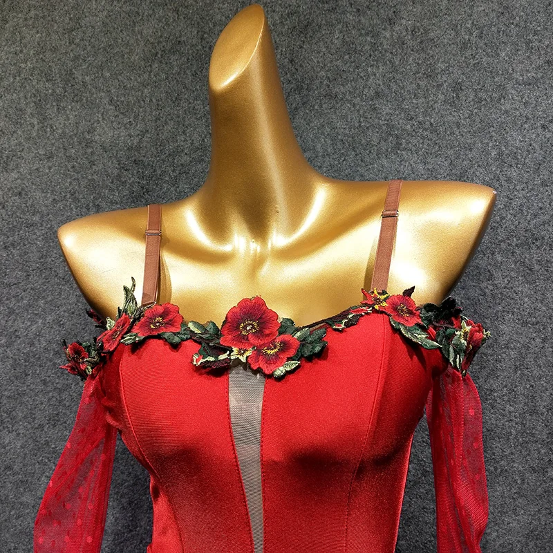 Бальное платье стандартный танцевальный костюм для Венского вальса красного