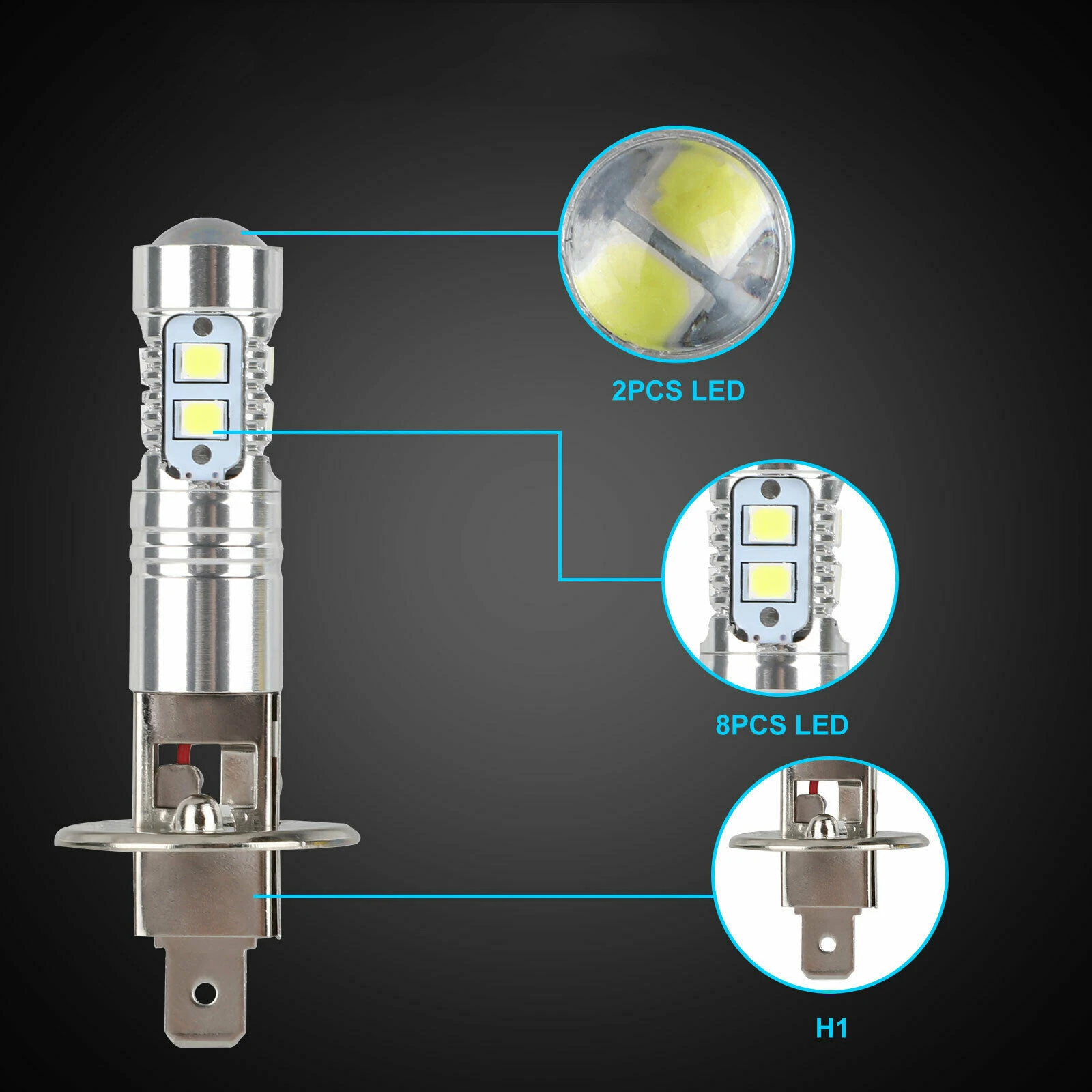 

50w Led Driving Lights Headlights Bulbs Auto Part 2pc Car Fog Light Bulbs White