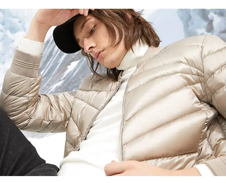 JackJones Для мужчин зимняя куртка Бейсбольным воротником короткая теплая куртка-пуховик 218412507
