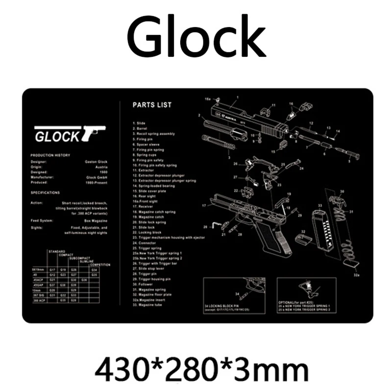 Gun Cleaning Mat Glock AK47 AR 15 Remington 870 HK USP SIG SAUER P226 BERETTA 92 Bench Airsoft Hunting Accessories Equipment | Спорт и