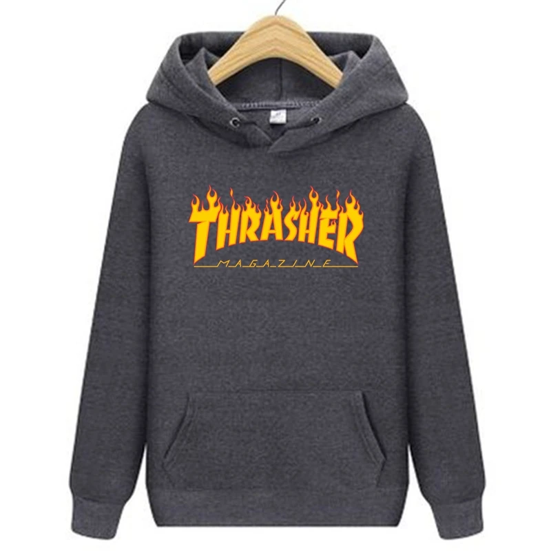 

The new 2022THRASHER New Hoodies Sweatshirts Rubber Print Logo Sweatshirts Loose Oversized Hip hop Cotton Zip Hoodie 3XL