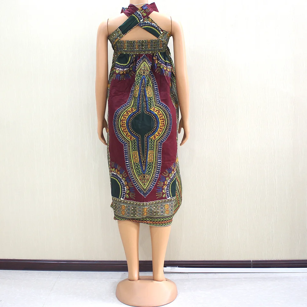 

2020 African Dresses For Women Sexy Slim Printed Sleeveless Clothes Dashiki European Evening Party High Quality Costumes DT2721
