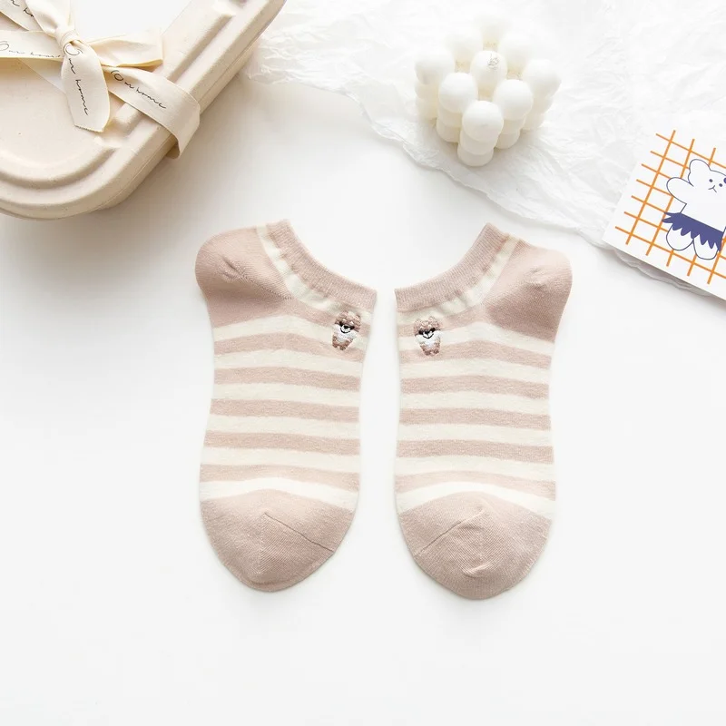 

Cartoon Socks Women Striped Cotton Sock for Woman Colorful Adult Kawaii Ladies High Sox Spring Summer Female Trendy Calcetines