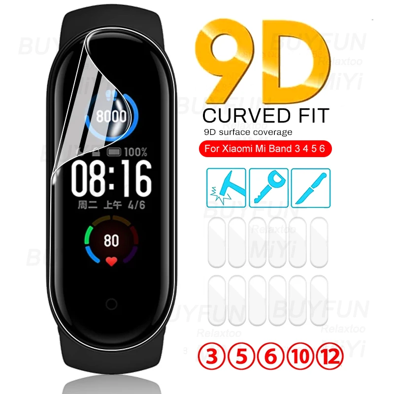

Изогнутая Гидрогелевая пленка 9D для браслета Xiaomi Mi Band 6, 3-12 шт., защита экрана, не стекло, My Band 6, Band6, Miband6, изгиб 7, 6, 5, 4, 3