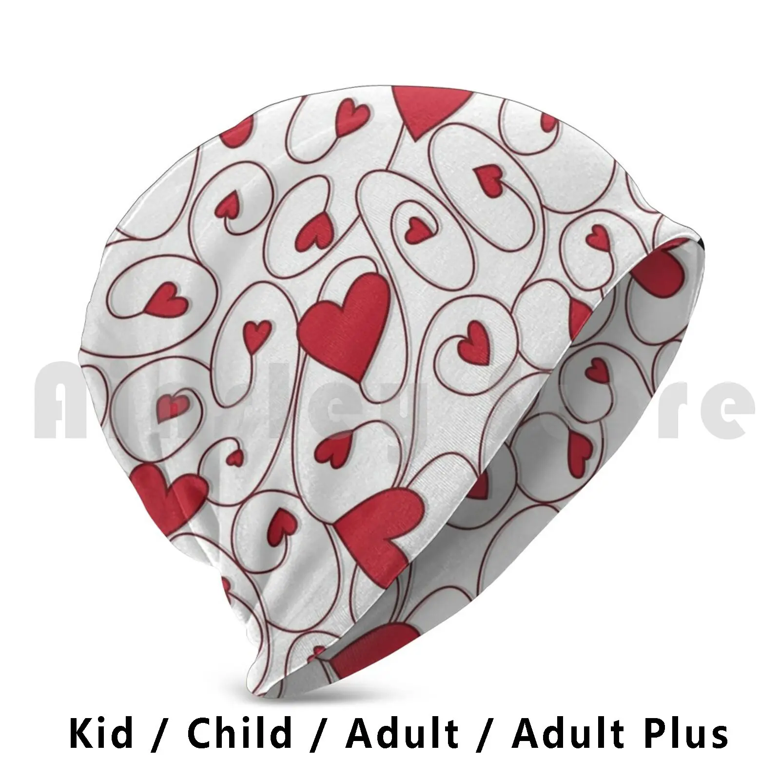 

Причудливые облегающие шапки с узором в виде кудрявых сердца, вязаная шапка 1664, облегающие шапки с принтом в виде сердца, любовь, День Святог...