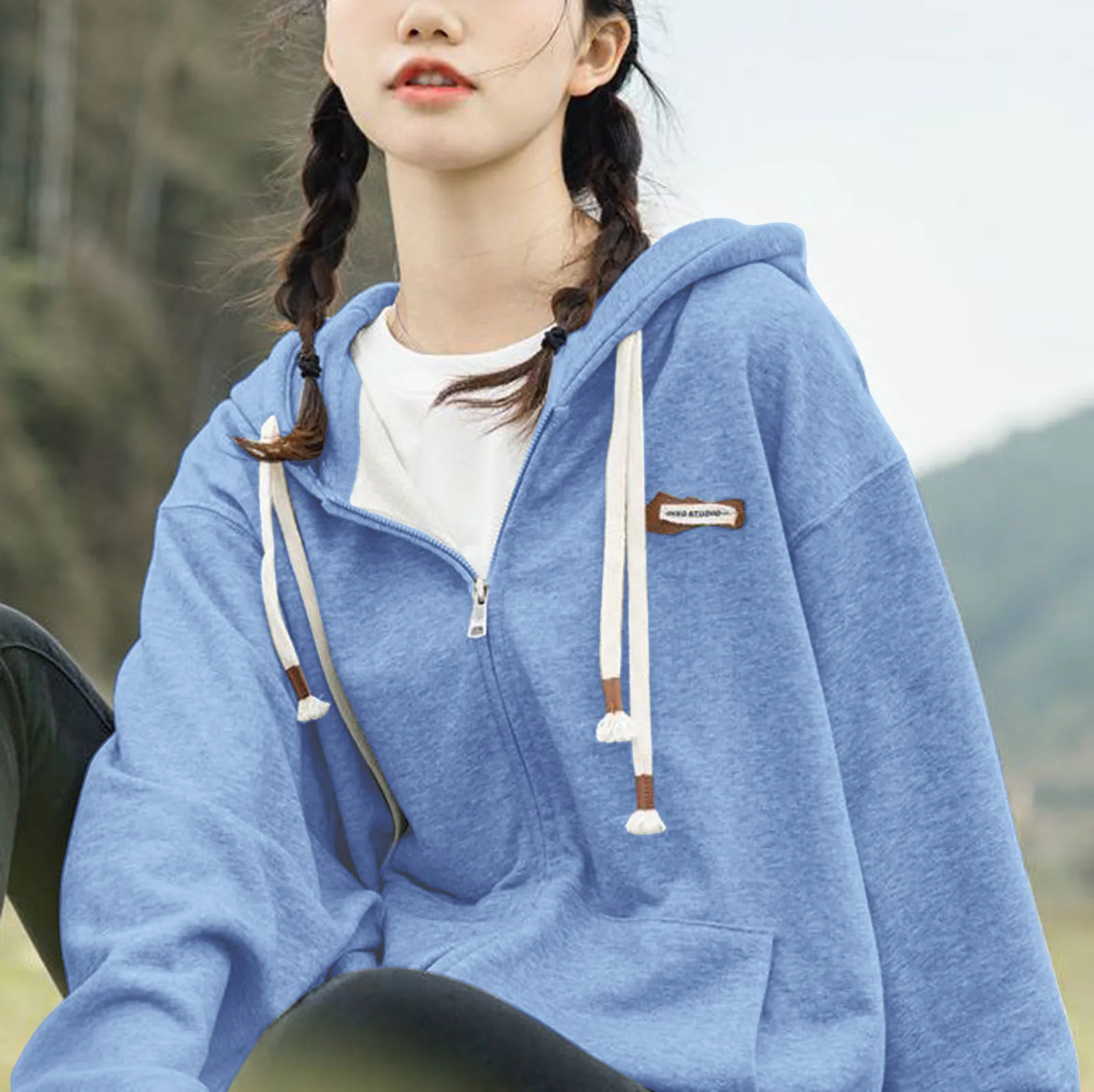 Женская однотонная блузка с длинным рукавом свободного покроя | одежда