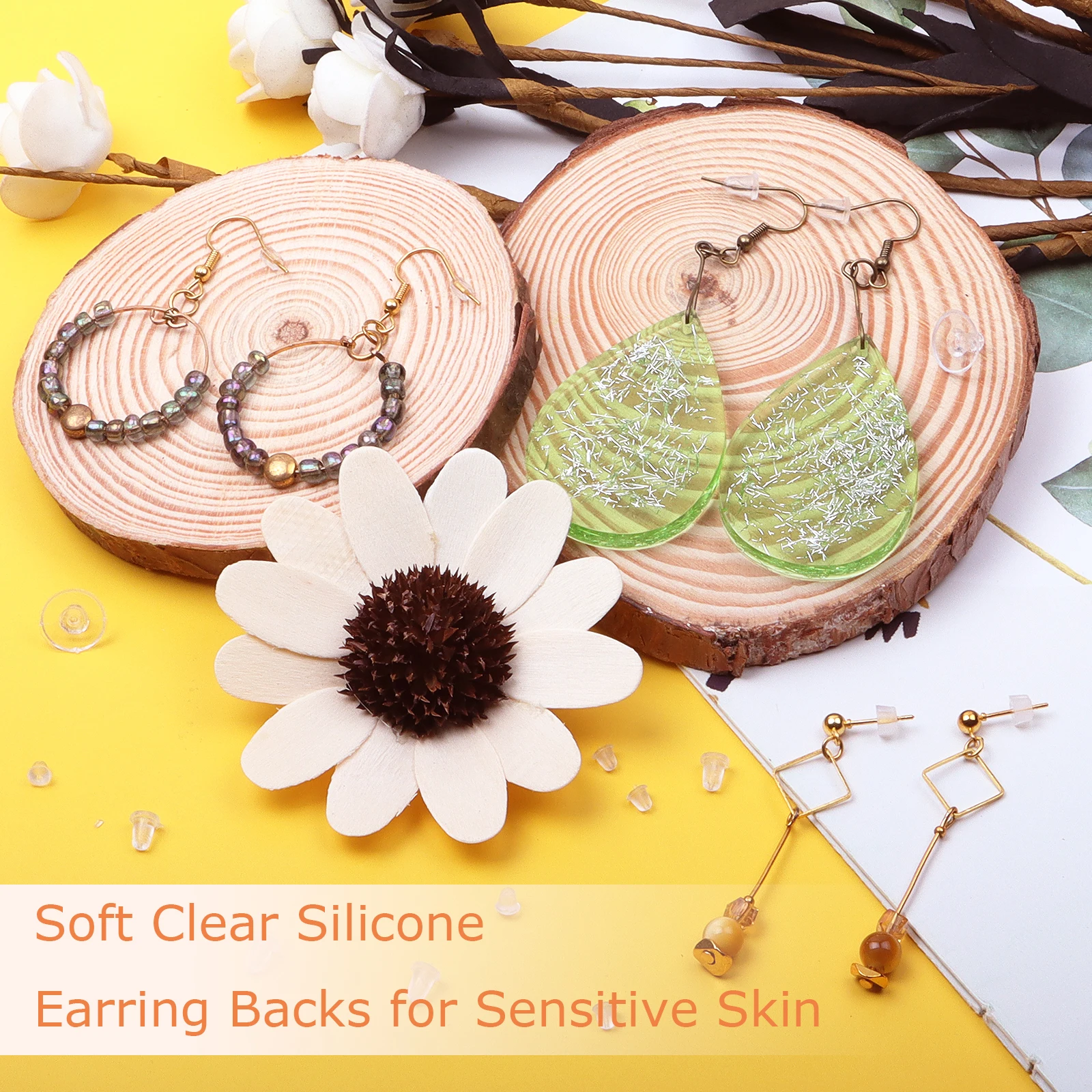 

1920pcs Hypoallergenic Rubber Earring Backs Replacements with Box, 6 Styles Clear Earring Backs Silicone,Soft Earring Stoppers f