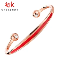oktrendy enamel handmade romantic copper bracelet for women copper cuff bangle charm jewelry lover party gift