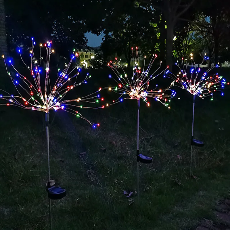 구매 태양 문자열 조명 크리스마스 야외 Led 휴일 별이 빛나는 잔디 크리스마스 조명 지상 플러그 불꽃 놀이 새해
