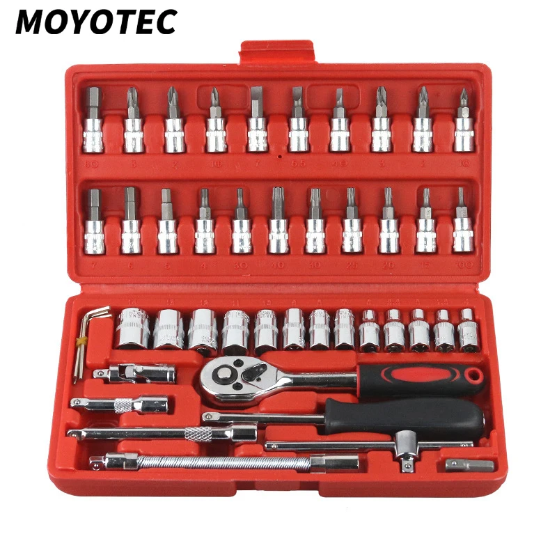 

MOYOTEC 46pcs Socket Wrench Set Household Car Repair Tool Ratchet Torque Wrench Hand Tool Kit Auto Repairing Tool
