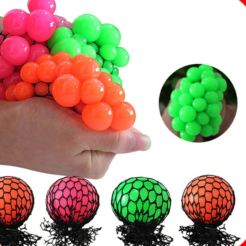 

Slime Ball Stresses Reliever Squeeze Toys Mesh Ball Grape Squeeze Toy Child Adult Hand to Knead Novelty Sensory Fruity Play Toy