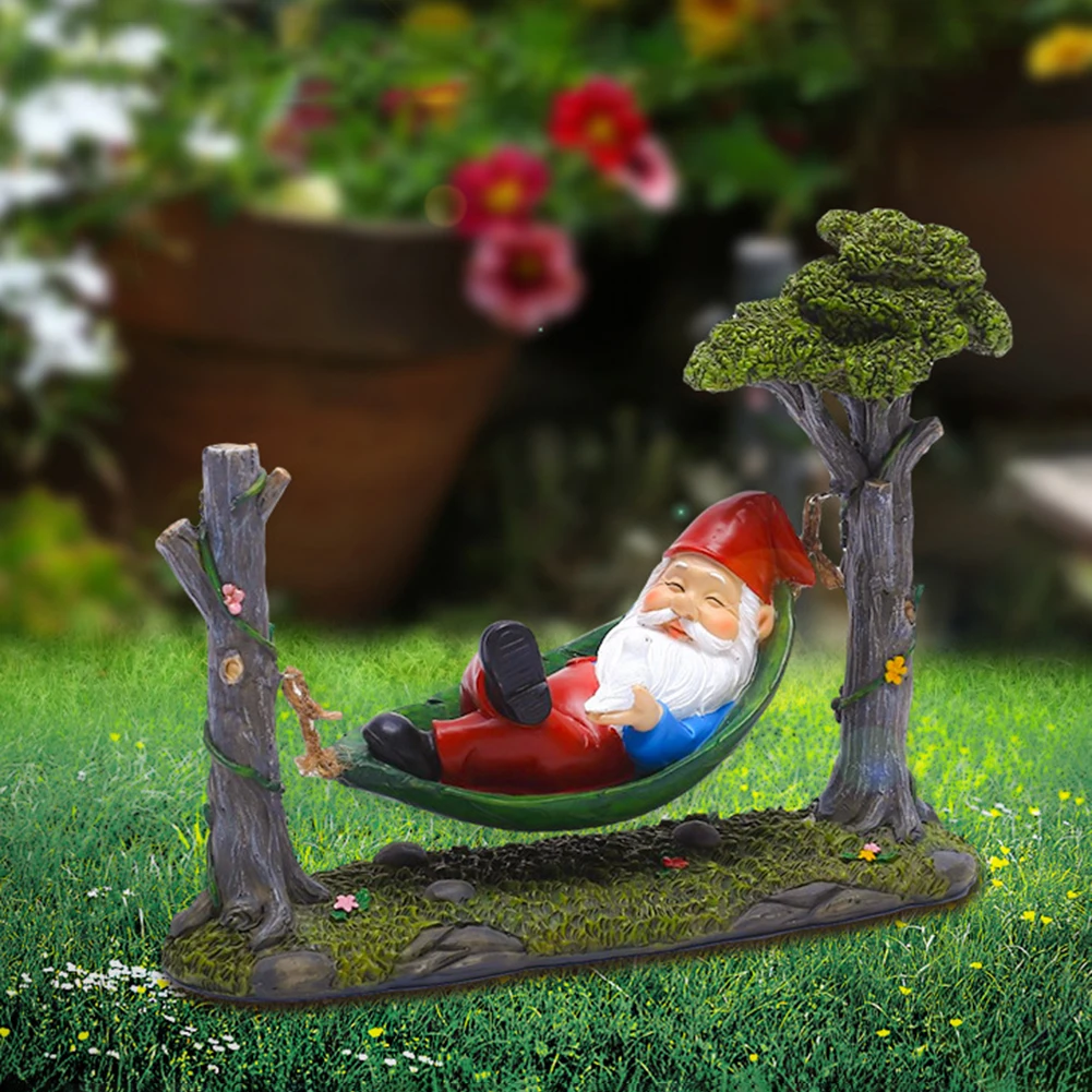 Funny Miniature Christmas Dwarf Statues Resin Crafts Sculptures Toy Hammock Gnome Fairy Figurine Outdoor Garden Decoration | Дом и сад