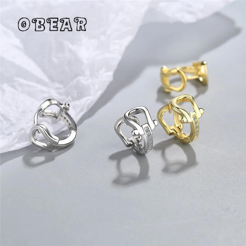 

OBEAR Japanese Creative U-Shaped Zircon Stud Earrings Women Exquisite Shiny Wedding Bridesmaid Party Jewelry Wholesale