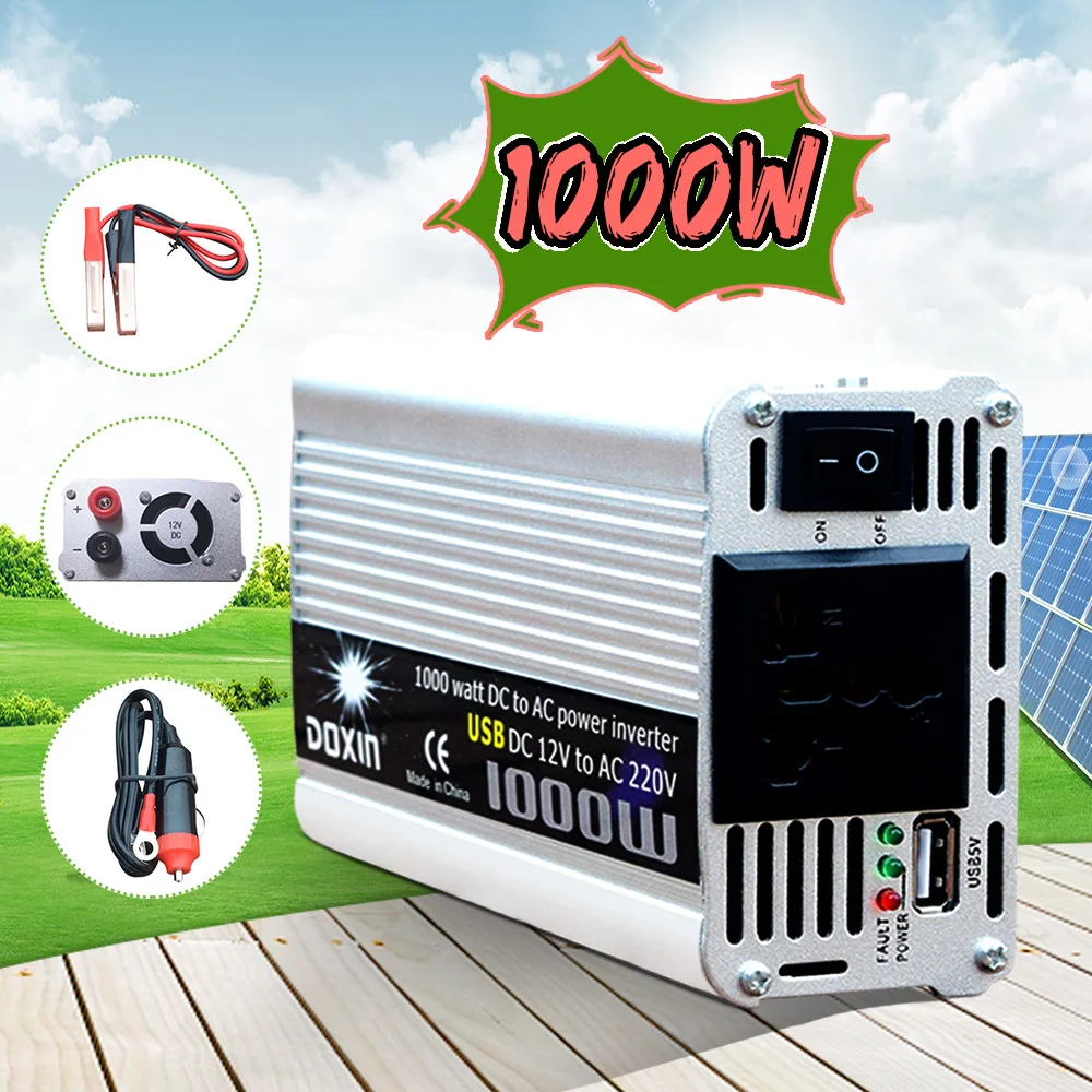 Инвертор USB 1000 Вт DC 12 В к AC 220 портативное автомобильное зарядное устройство