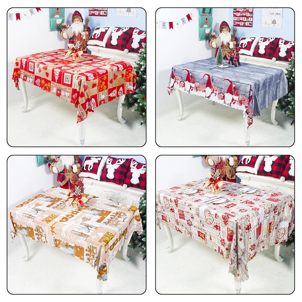 

Скатерть с рождественским принтом, праздничные украшения, скатерть для рождественского стола, прямоугольная скатерть для нового года и ужи...