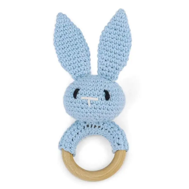 

Baby Wood Teether Ring DIY Crochet Bunny Rattle Soother Bracelet Teething Molar
