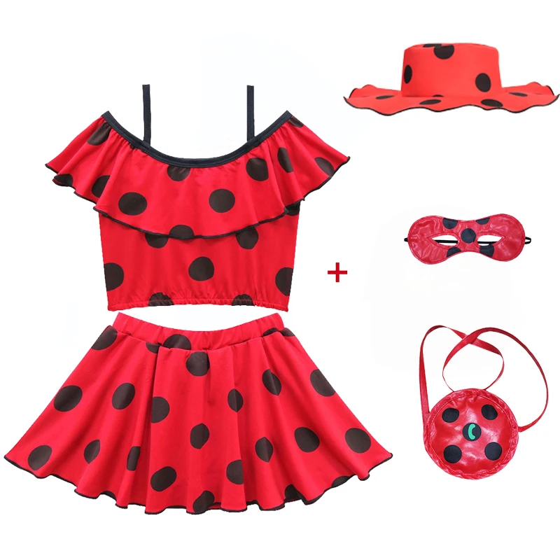 

Summer Lovely Girls Red Swimsuit Sets Cosplay Bikini Children Swimsuit Beachwear Backless Kids Girls Swimwear Bathing Suits