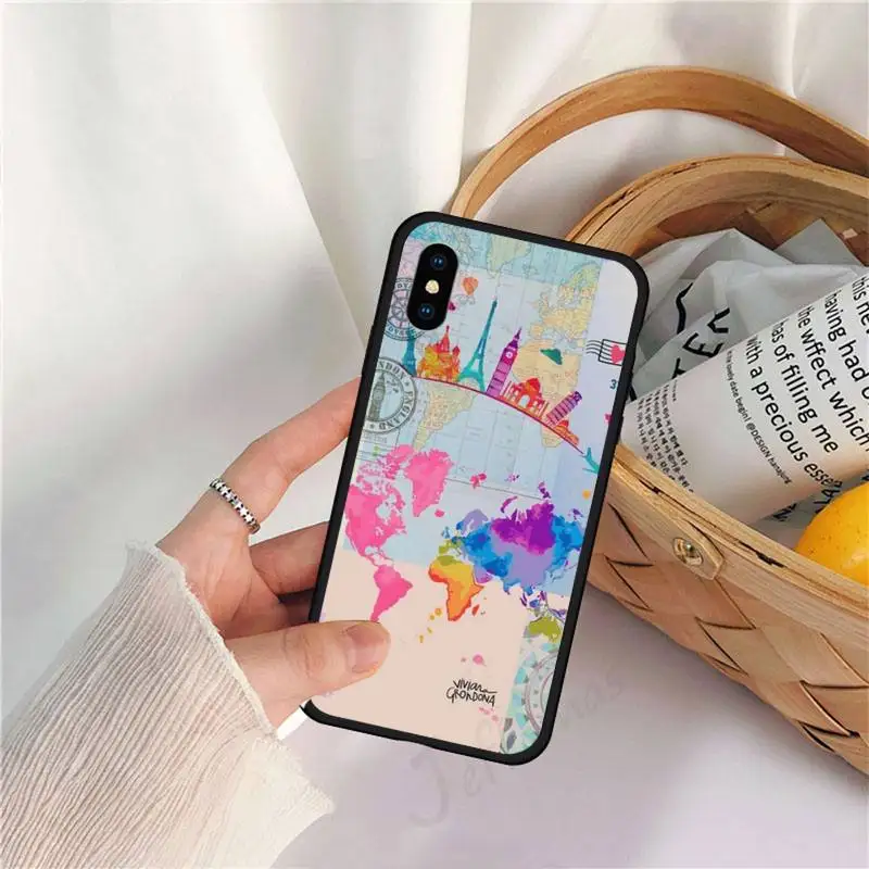 

Travel map love aircraft Phone Case for iPhone 11 12 pro XS MAX 8 7 6 6S Plus X 5S SE 2020 XR