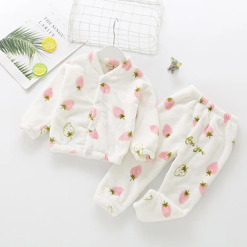 Детские пижамы детские для малышей мальчиков и девочек Толстая теплая Домашняя