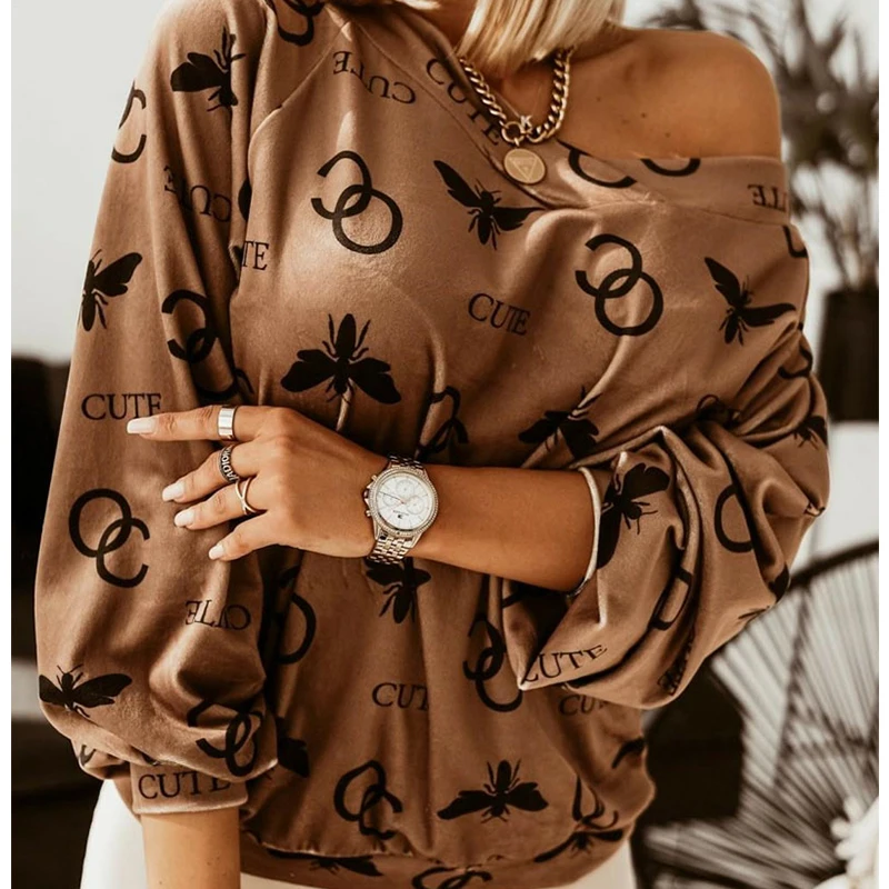 

Женская футболка с открытыми плечами, V-образным вырезом и длинным рукавом