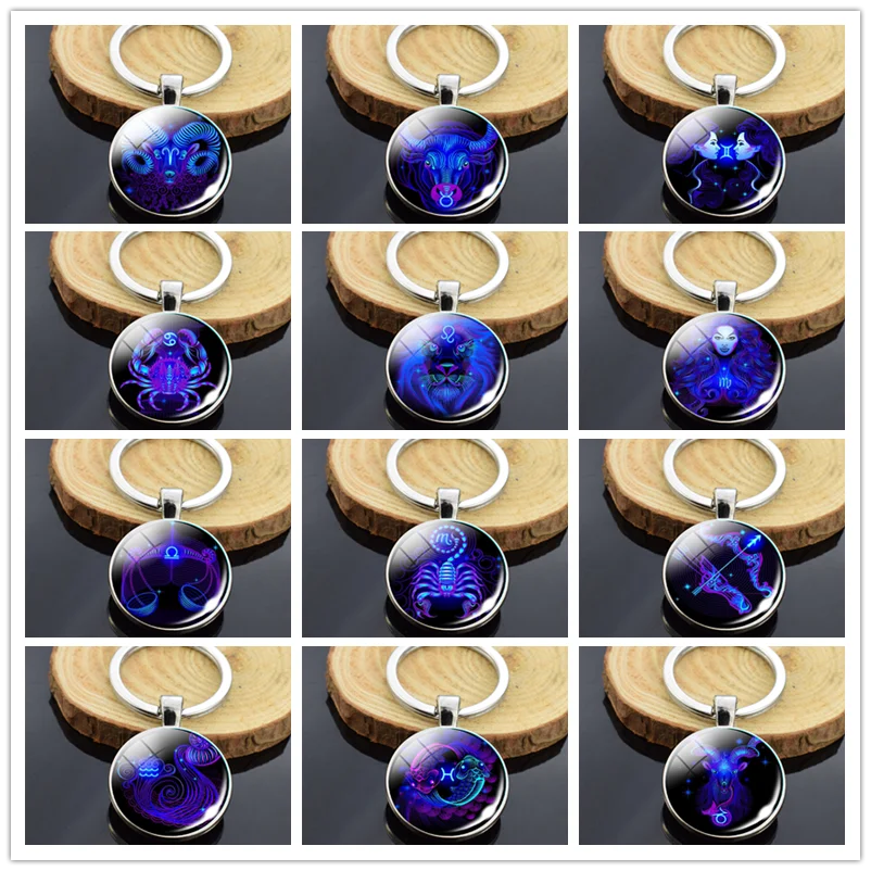 Брелок для ключей с 12 знаками Зодиака двойной держатель созвездиями Лев Девы