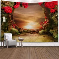 fantasy spring forest psychedelic tapestry wall hanging black wall hanging cloth room decoration bohemian hippie wall tapestry