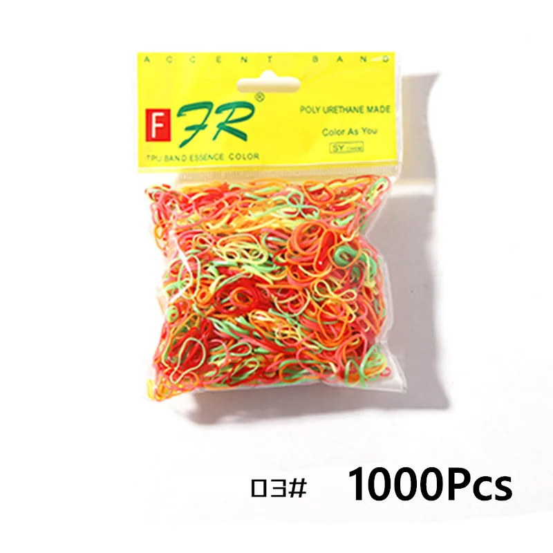 1000pcs 03 200/1000 шт милые цветные кольца для девочек, Одноразовые эластичные резинки для волос, резинка для хвоста, резинки для волос, Детские аксессуары для волос - Цвет: 1000pcs 03
