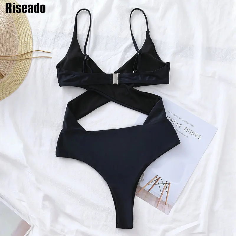 

Riseado Sexy One Piece Swimsuit 2021 Cut Out Swimwear Women Backless Bodysuit High Cut Beachwear Twisted Bathing Suit Summer