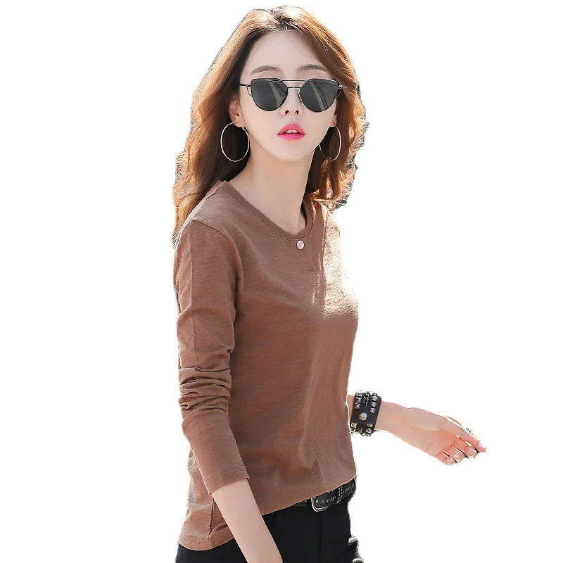 

2021 new slim 95% cotton long-sleeved t-shirt women's top graphic t shirts women sexy tops
