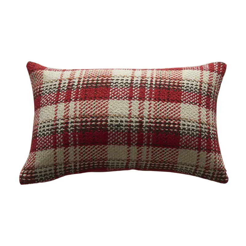 cushion cover2 30x50 Квадратная прямоугольная клетчатая вязаная наволочка для дивана 45*45 30*50 50*50 без внутренних чехлов для подушек черного и красного цвета для дома dec X64 - Цвет: cushion cover2 30x50