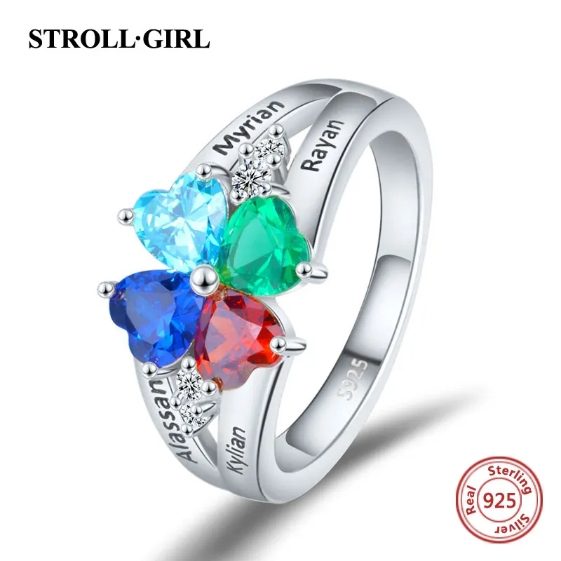 Strollgirl 925 пробы серебряные изготовленные на заказ с четырьмя камень талисман в