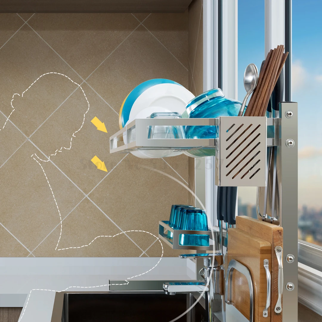 304 нержавеющая сталь кухонная полка для надувных чашек дренажная сталь|Подставки