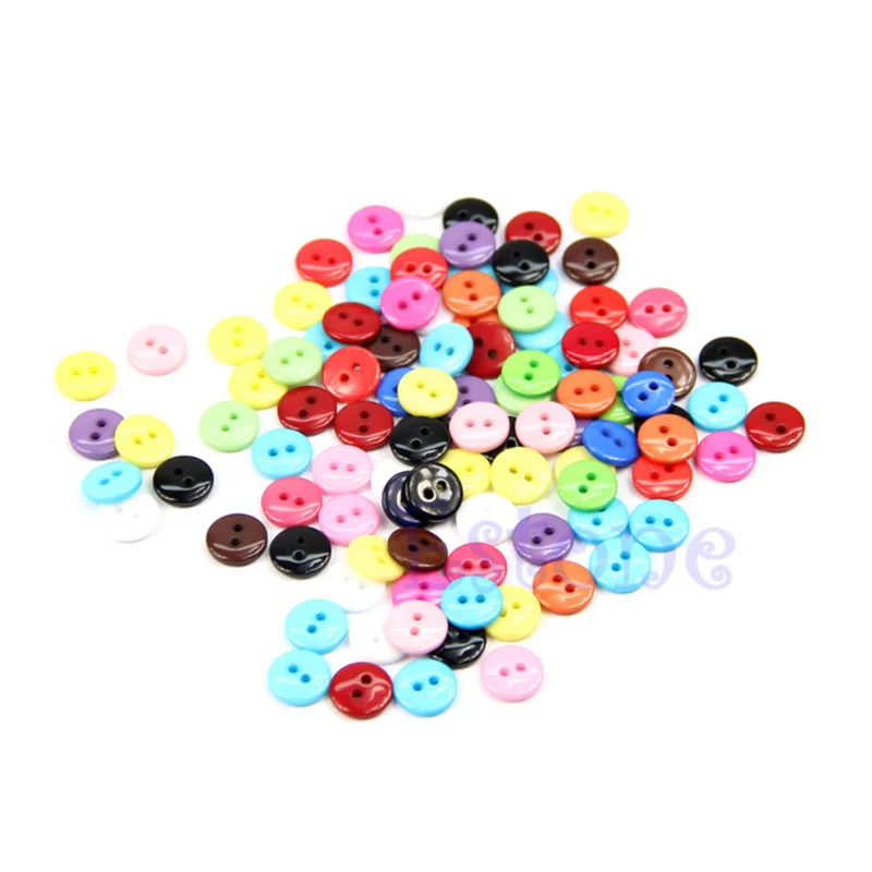 

100 Pcs/Lot 1cm Couleur mixte ronds Boutons de rsine Couture Accessoires Hot