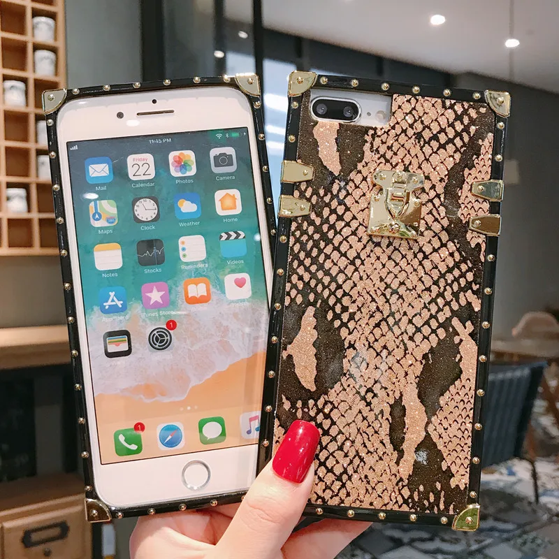Винтажный чехол из змеиной кожи для iPhone 11Pro Max 7 8 6 6S Plus, роскошный брендовый квадратный чехол для телефона iPhone 8Plus X XR XS Max Capa