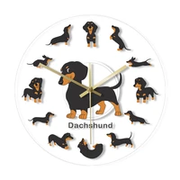 cartoon dachshund dog printed wall clock wiener puppy animal pets store decorative non ticking wall art watch canine vets gift