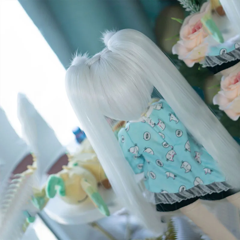 Bybrana Bjd кукла парик Аккуратные челки тигр клип двойной конский хвост аниме парик настраиваемый цвет