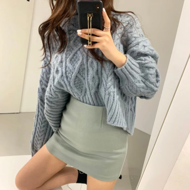 Neploe, Женский пуловер, свитер, водолазка, плотный, длинный рукав, Pull Femme,, зимний, теплый, Ретро стиль, вязанный джемпер, 56075