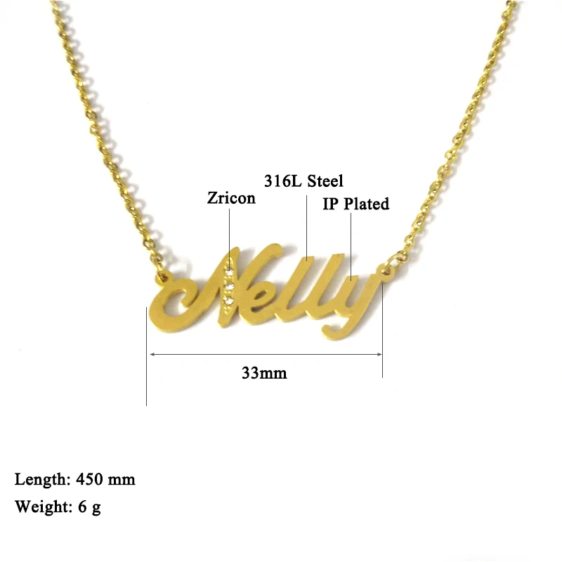 

XLNT Nelly Name Necklace Baby Girl Necklace Personalized Babygirl Custom name Letter Pendants Stainless Steel Birthday Gift
