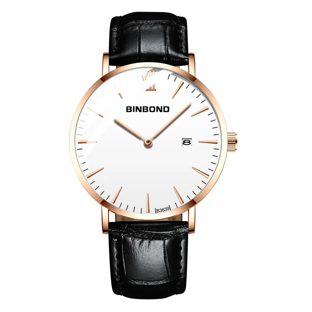 

Binbond Brand Ultra-thin Student Korean New Fashion Trendy Quartz Luminous 30 Meters Waterproof Men's Watch