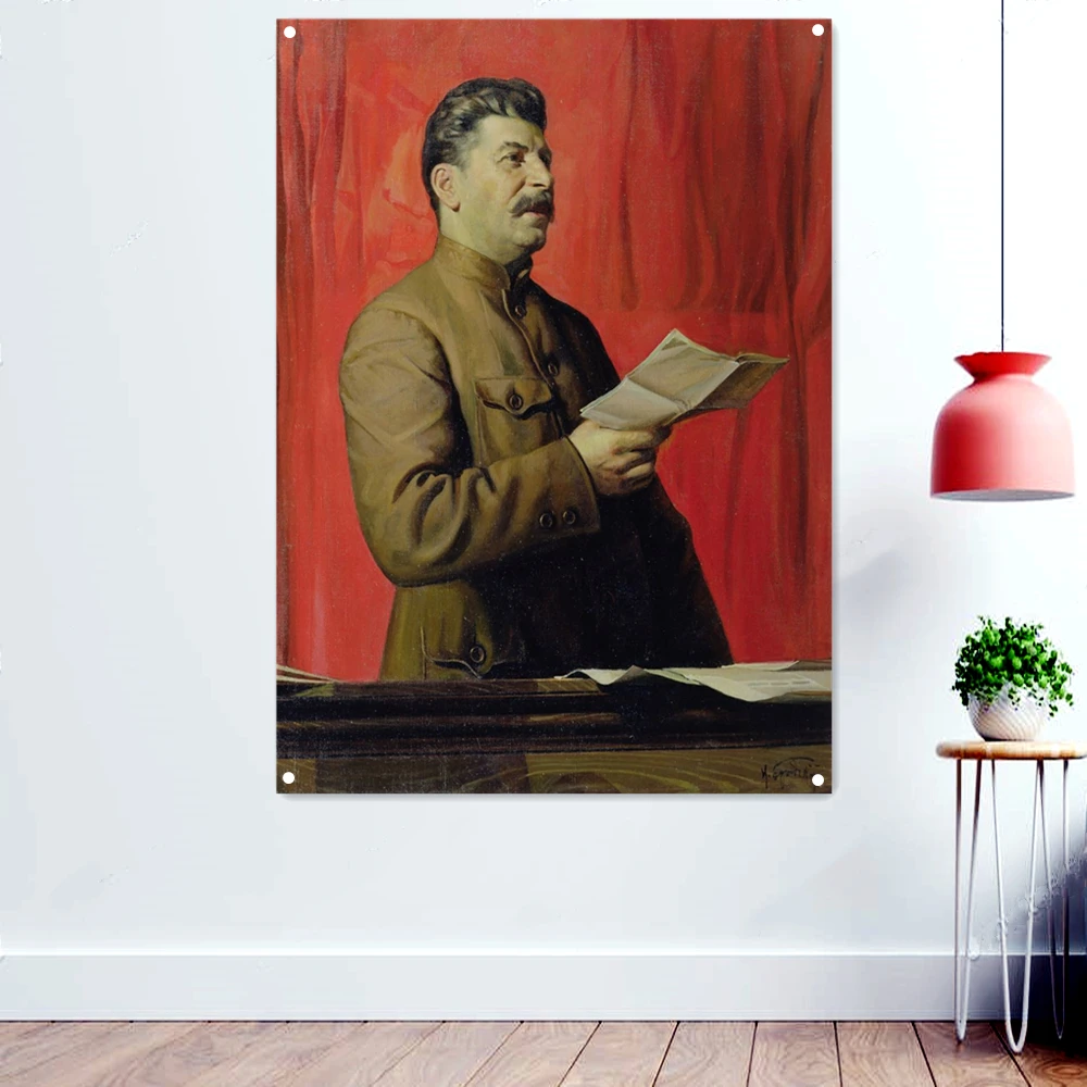 

The Great Soviet Union CCCP USSR President Stalin Poster Wall Art Mural Communist Leader Propaganda Banner Flag Canvas Painting