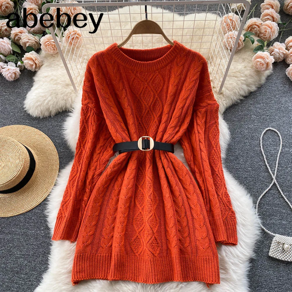 

Женский трикотажный свитер-миди с длинным рукавом, в стиле ретро