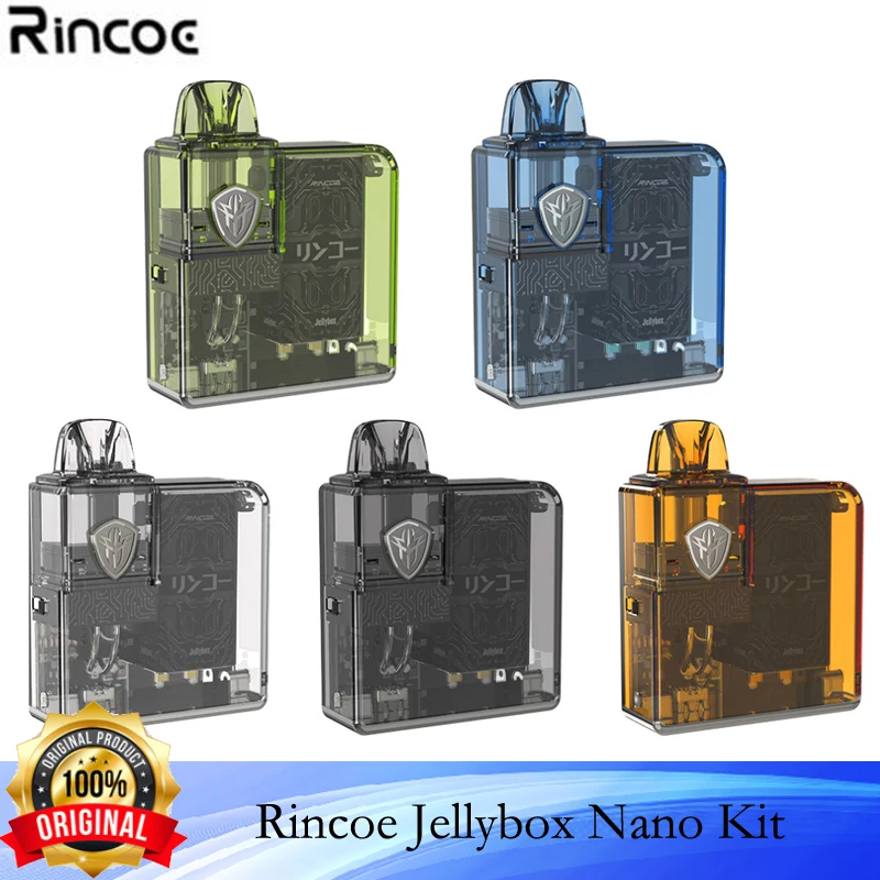 

New Arrival Original Rincoe Jellybox Nano Pod Mod Kit 30W 1000mah Battery 2.8ml Cartridge Mesh Coil Electronic Cigarettes Vape