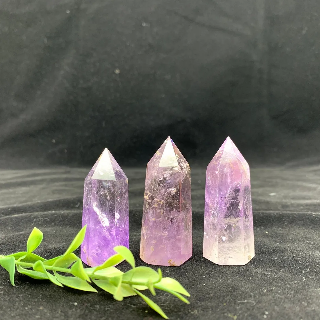 

Natural Purple Clear Crystal Quartz Wand Point Crystal Mineral Reki Home Decoration Natural Healing Stones and Crystals