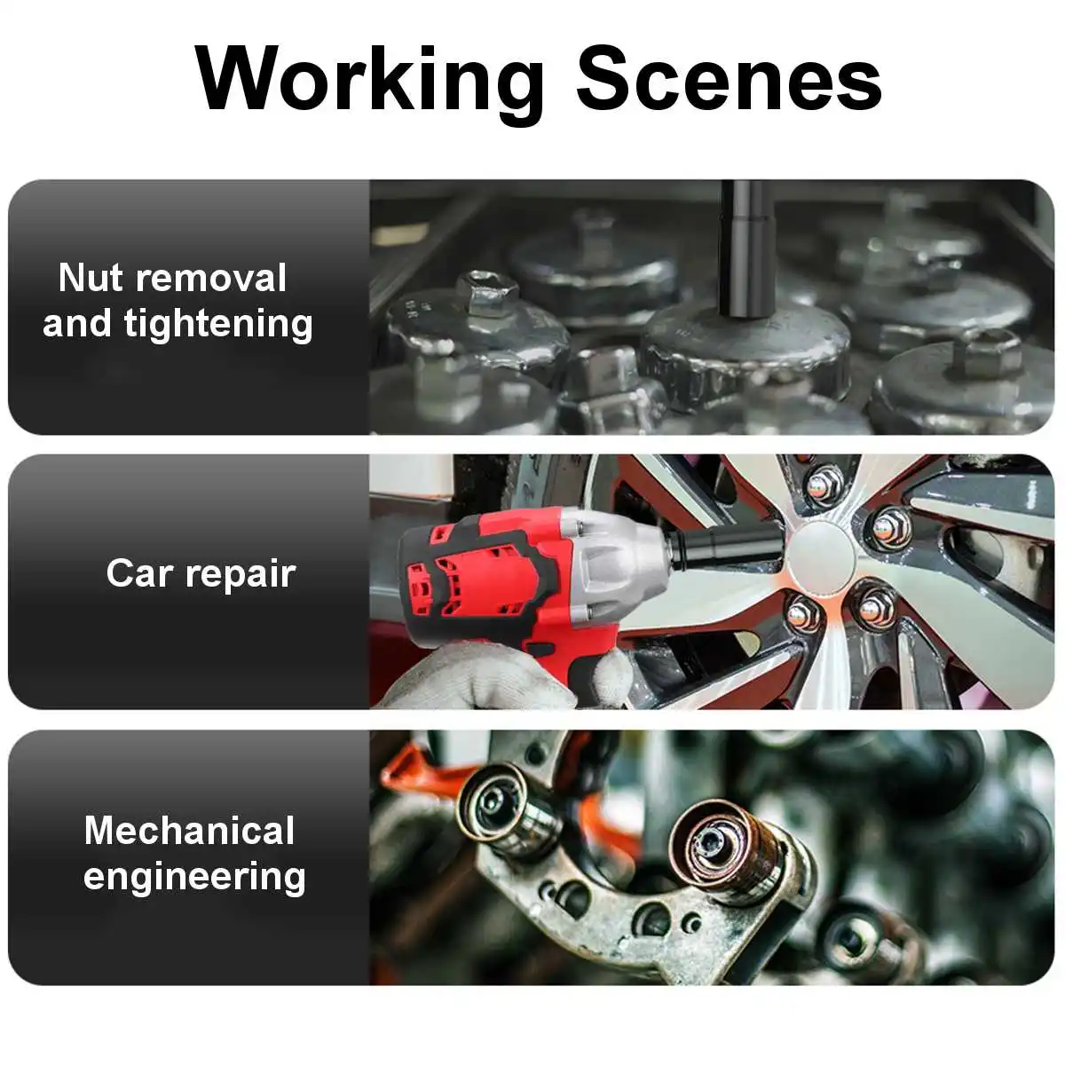 

18V 520Nm Electric Cordless Brushless Impact Drill Wrench Hammer Drill Screwdriver DIY Power Tool Rechargable For Makita Battery