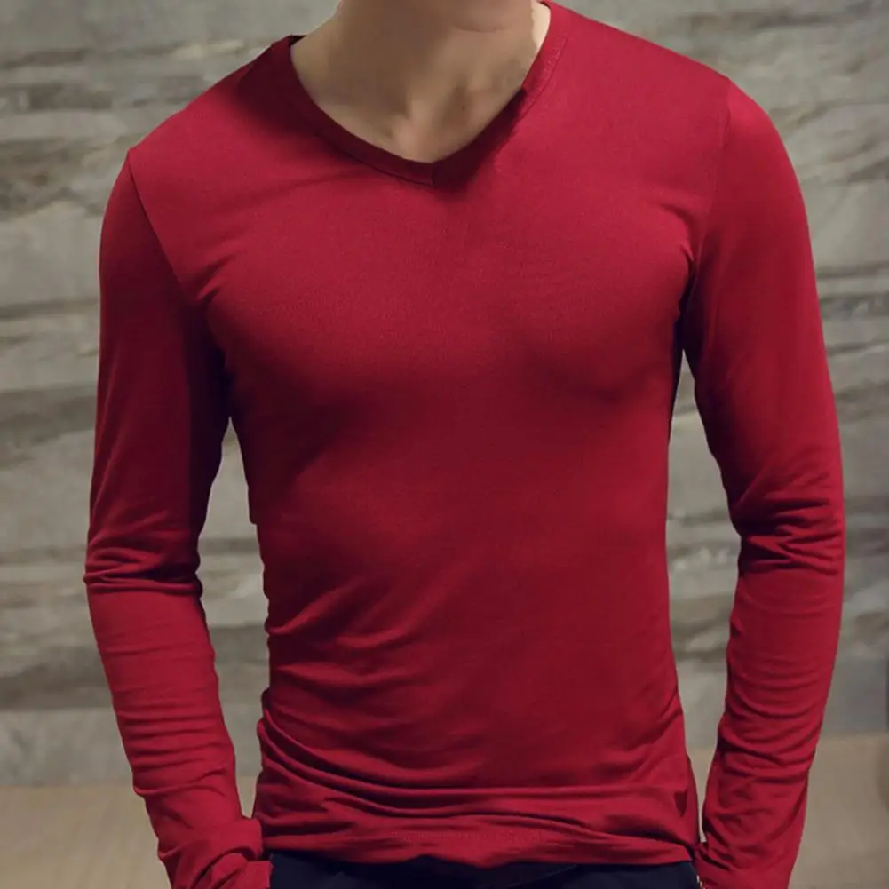 

Casual Stylish Pullover Anti-shrink Autumn Base Shirt Quick Dry Autumn Base Shirt Solid Color for Work