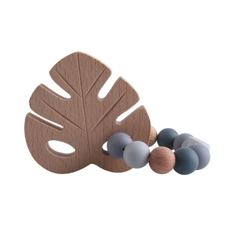 

Wooden Toys Baby Bracelets Beech Teether Silicone Beads Teething Wood Rattles Toys Infant Nursing Gift For Newborn
